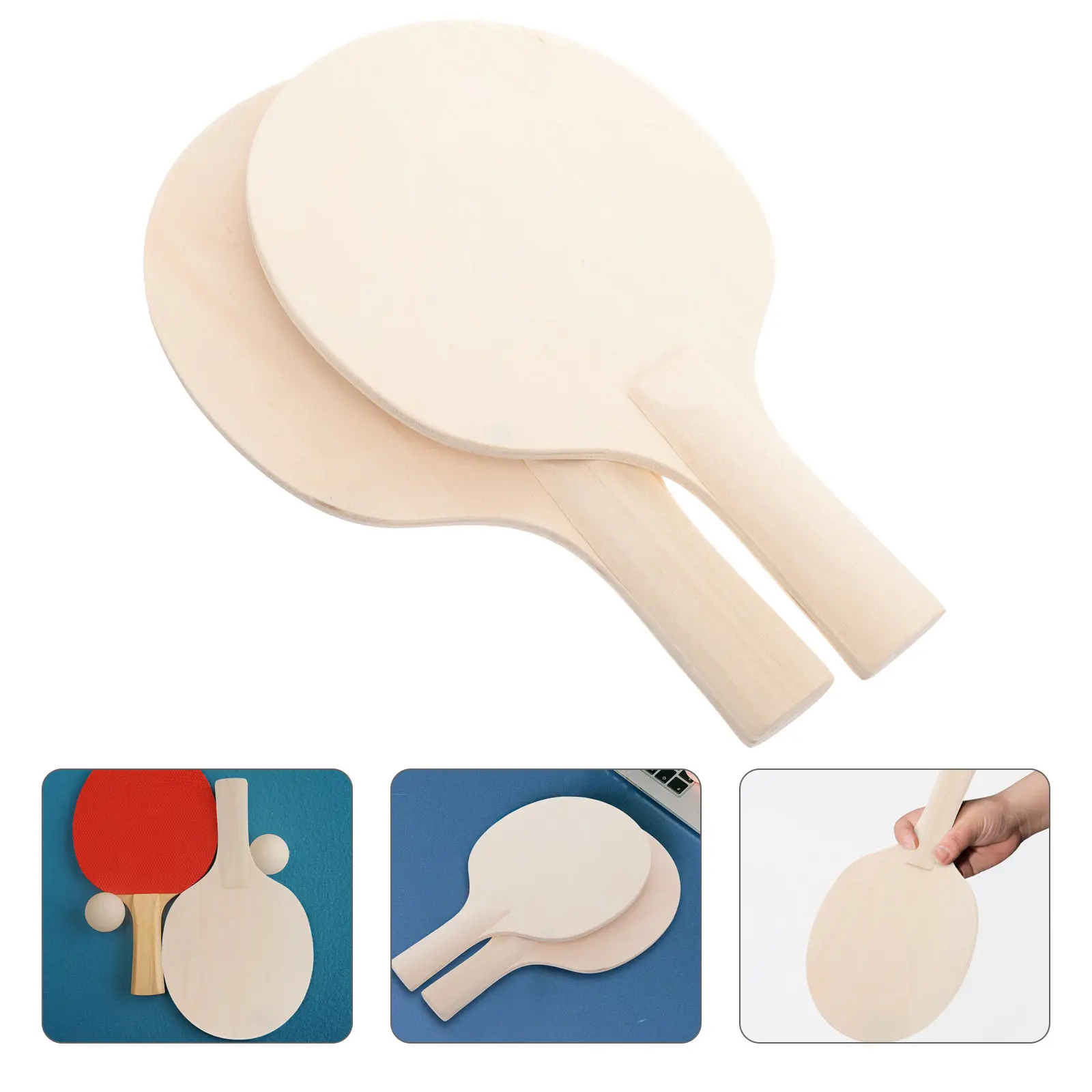 

2Pcs Unfinished Table Tennis Paddle Racket Base for DIY Customization Training Reflexes Coordination Sports