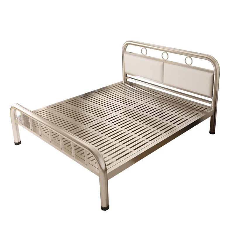 Stainless steel bed, soft backrest bed, double bed, apartment for rent, apartment 1.2 single bed frame