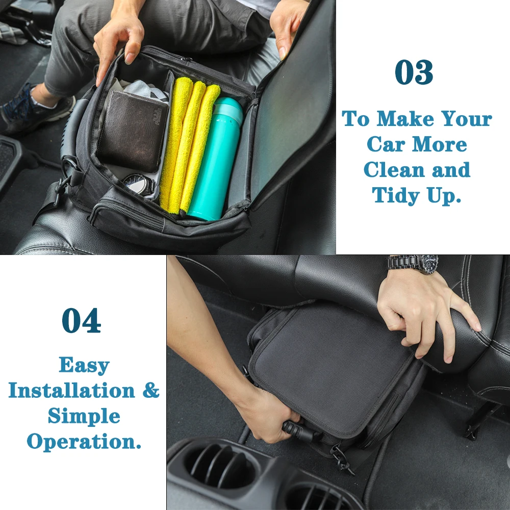 for Jeep Wrangler JL JK Gladiator JT 2007-2023 Back Seat Organizer Pocket Under Seat Storage Bag Car Interior Accessories Black