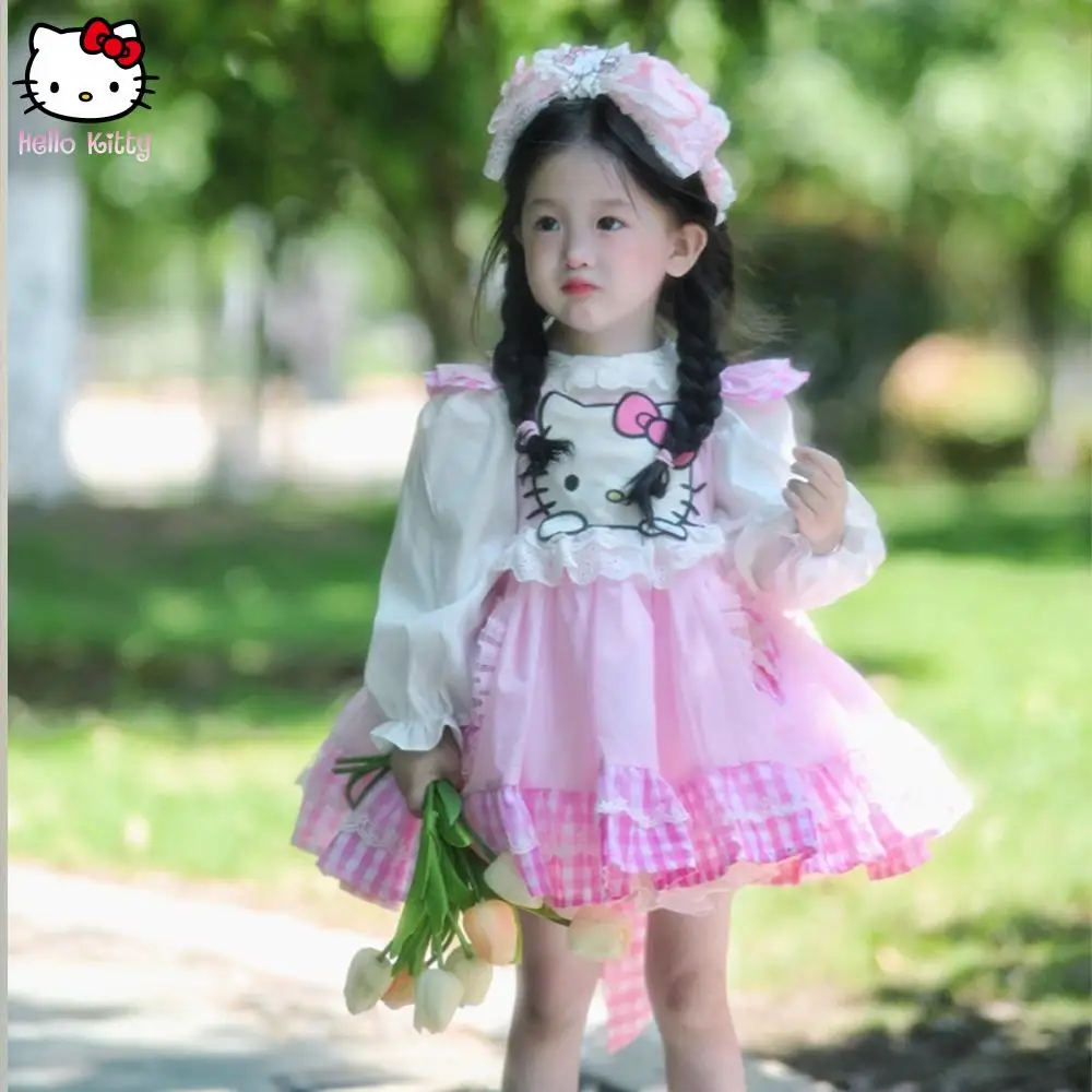 

Sanrio Hello Kitty платье Лолиты для девочек платье принцессы детское праздничное платье бальное платье многослойное платье праздничные костюмы на Хэллоуин аниме
