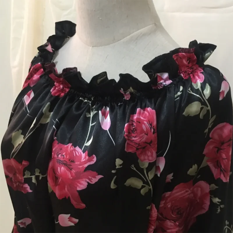 Women Ice Silk Floral Print Abaya Muslim Elegant Long Dresses African Turkey Islam Kaftan Robe Silky Touch Nightdress Maxi Dress