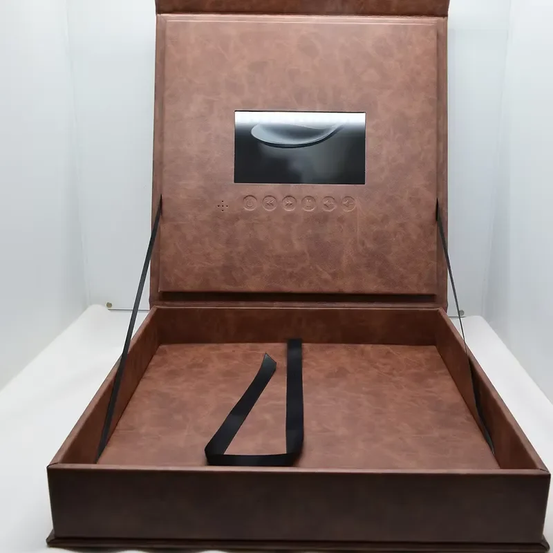 Custom leather brown memory photo frame decorative collection souvenir storage box, suitable for photographers