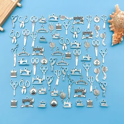 74pcs Antique Silvery Sewing Charms Pendant For Jewelry Making Tool Charms Findings Crafting Accessory For DIY Necklace Bracelet