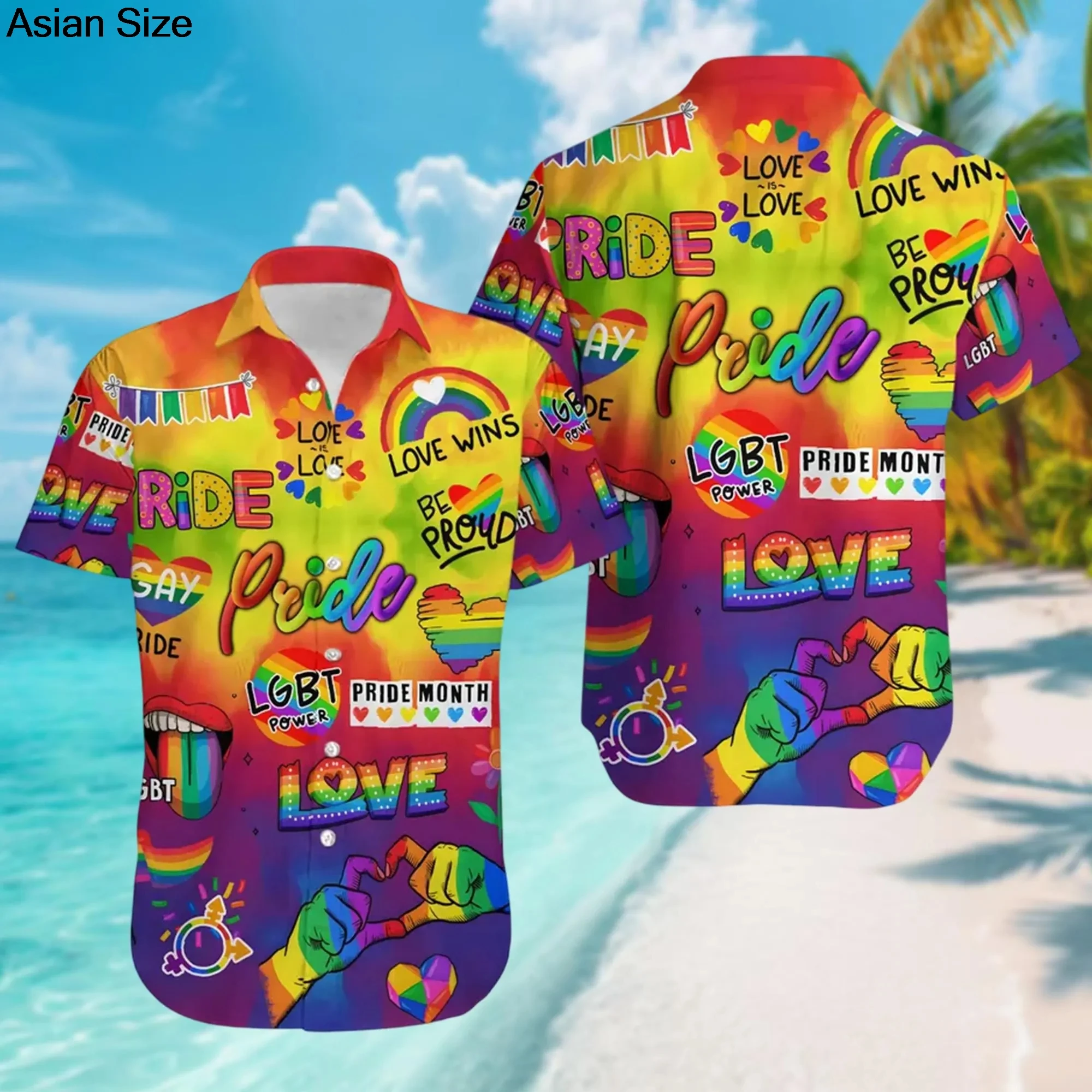 LGBT Be Proud Rainbow Hawaiian Shirt, Love Wins Hawaii Shirt, Pride Button Up Shirt, LGBT Pride Month Shirt, Geschenk für LGBTQ Tops