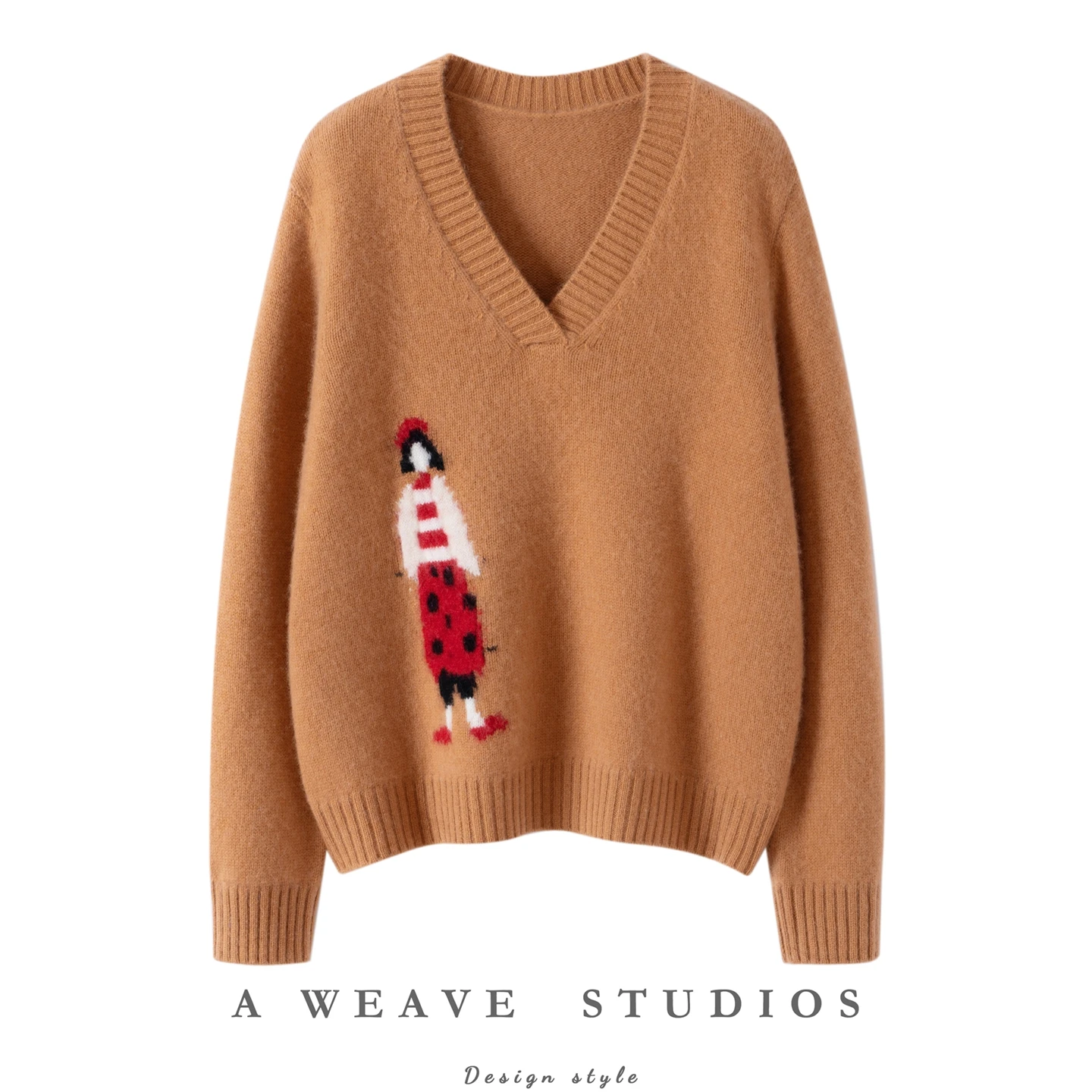 

Новый свитер из 100% чистого кашемира, женские утепленные жаккардовые пуловеры с v-образным вырезом, модные свободные вязаные топы большого размера, кашемировая базовая рубашка