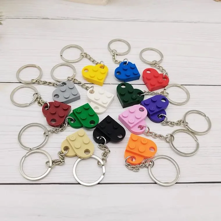 Matching Paired Brick Block Love Heart Keychain Keyring For Couple Lovers Best Friends Friendship Trinket Gifts Jewelry