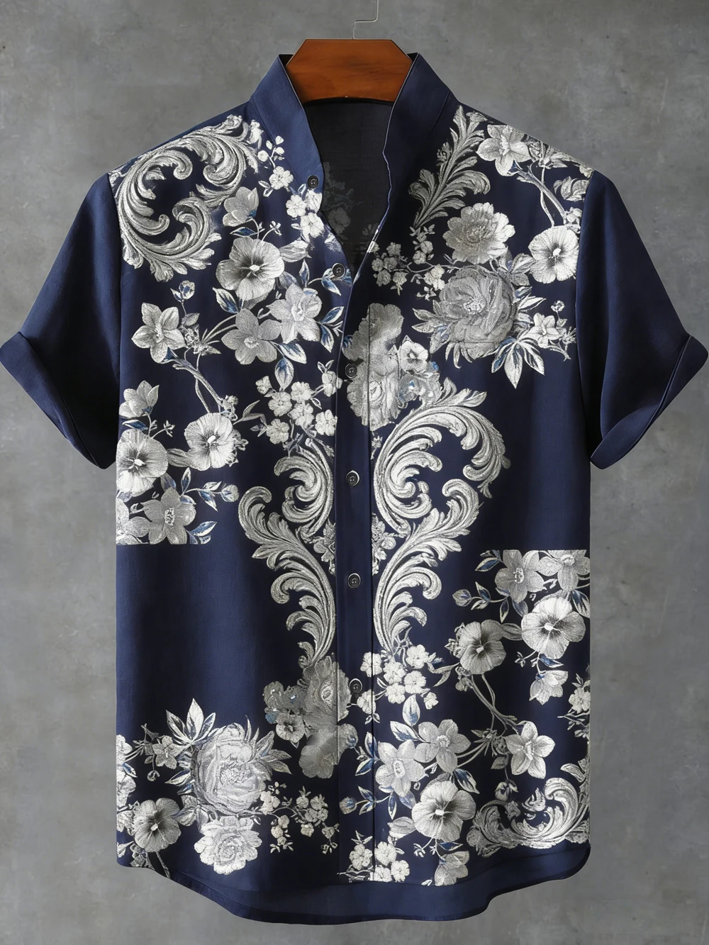 Men's summer new linen short-sleeved shirt ethnic style natural high-definition 3D printed shirt outdoor casual men's clothing