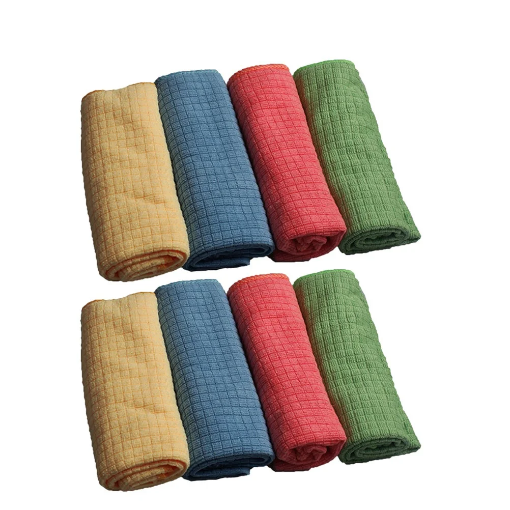 8pcs Absorbent Cleaning Cloth Kitchen Towel For Washing Dishes Scouring Pad Household Supplies Mixed Colors High Water