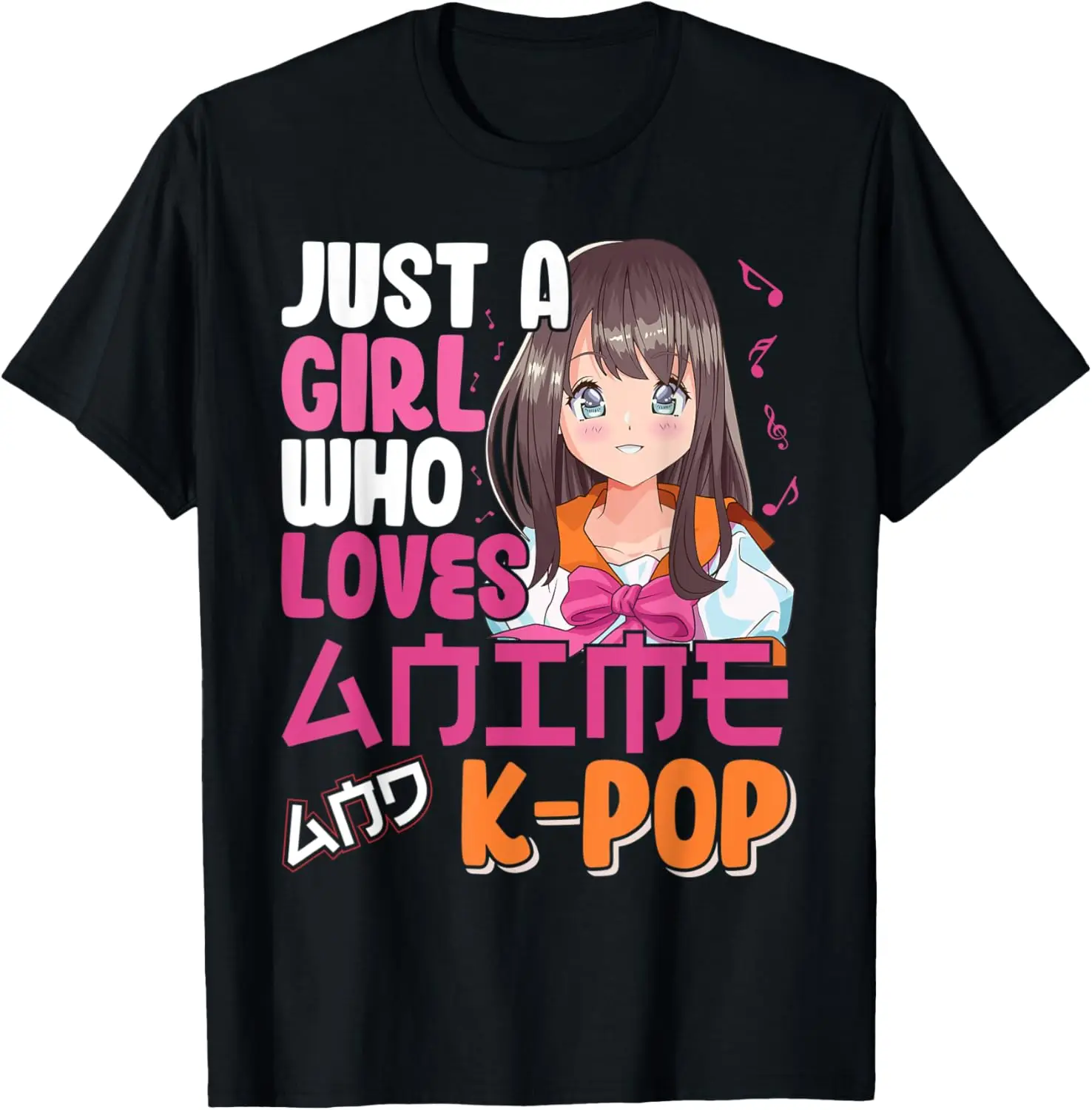مجرد فتاة تحب أنيمي و K-Pop الموسيقى الفتيات هدية تي شيرت الصيف 100% القطن T قصيرة الأكمام المتضخم الجرافيك تي شيرت