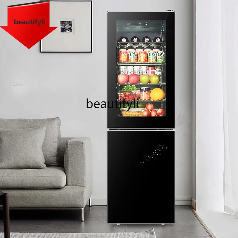 

A61 Ice Bar Transparent Glass Door Fresh-Keeping Freeze Storage Wine Cabinet Refrigerated Tea Freezer