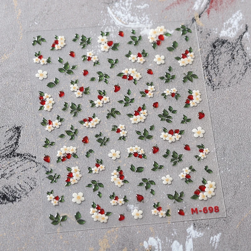 5D 레드 로즈 엠보싱 네일 스티커, 발렌타인 데이 나비 매듭 꽃, 자체 접착 슬라이더 데칼, 매니큐어 네일 아트 장식, 신제품