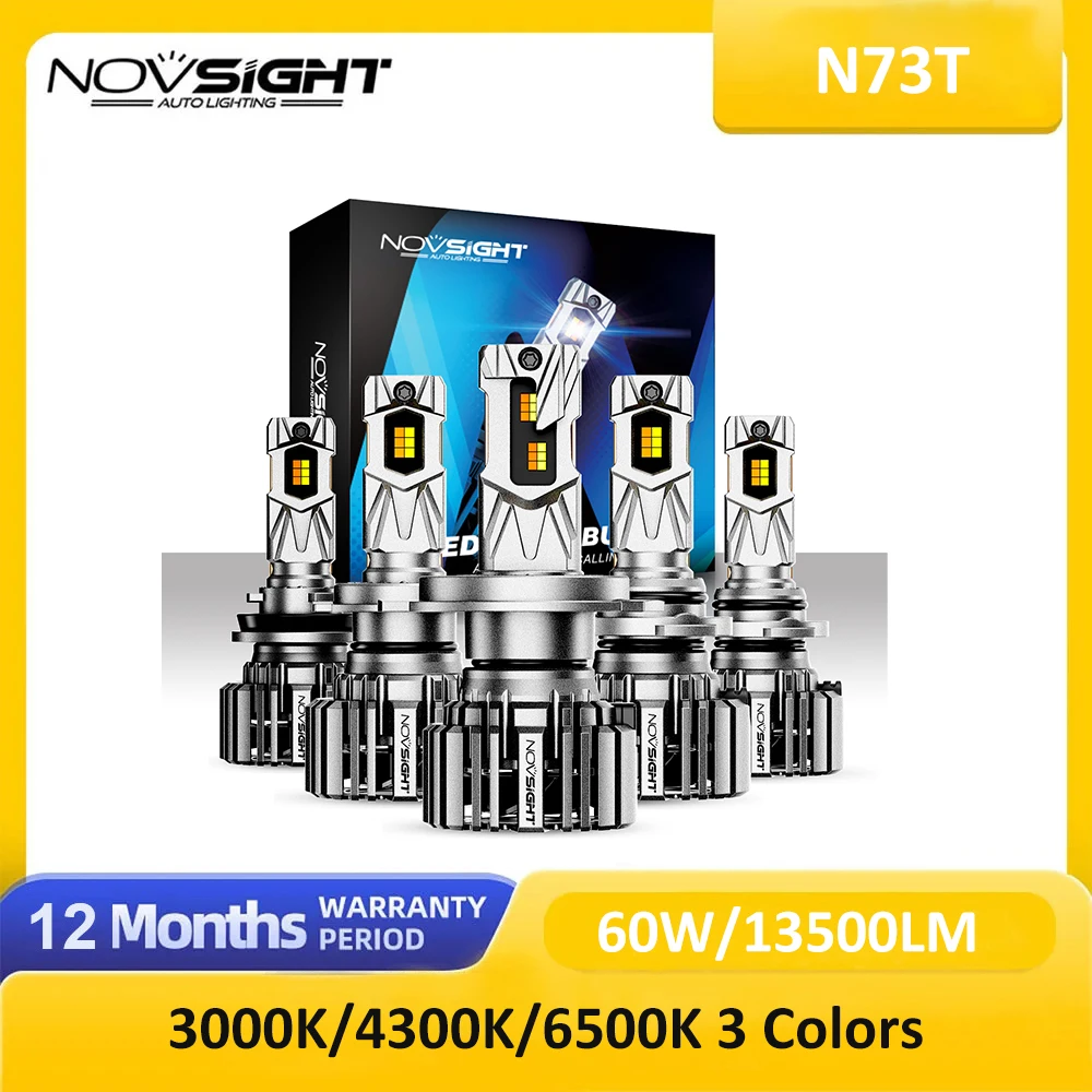

Светодиодные фары NOVSIGHT H4 для автомобилей, светодиодные лампы H7 H11 9005 HB3 9006 HB4 9V-32V, светодиодные лампы для автомобильных фар 3000/4300/6500K 60 Вт 13500LM