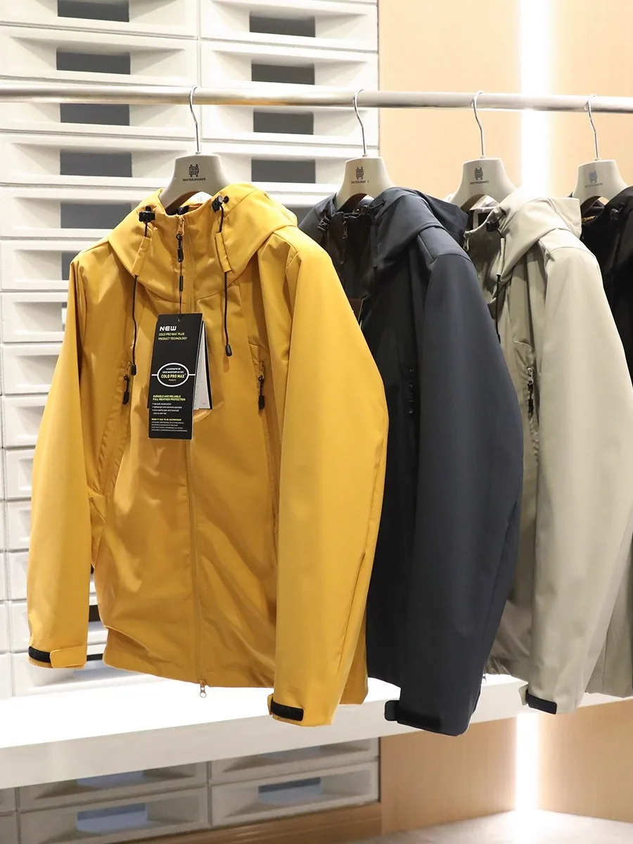 Adjustable Double Door Entry Outdoor Windproof Waterproof Men's Spring Autumn Jacket Youth Standard Fit Polyester Fiber Coat