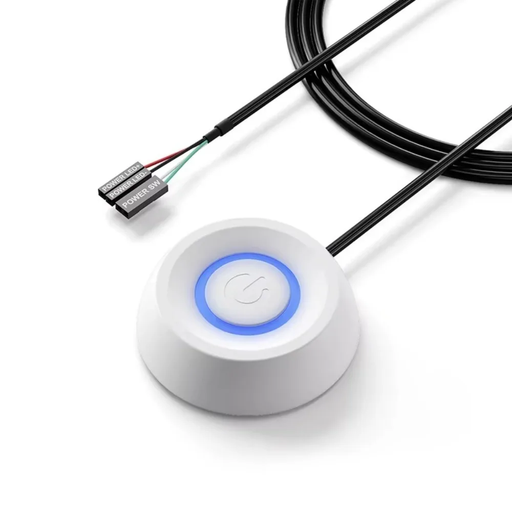 

with 1.8m Cables PC Power Button Switch Desktop LED External Computer Power On Off ABS Computer Host Button for Desktop Computer