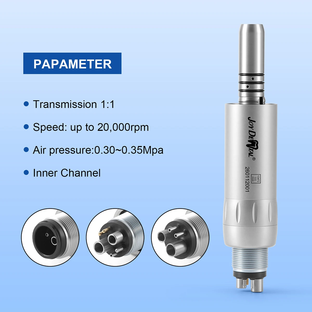 Dental 1:1 Innenluftmotor mit LED-Generatorlicht, Glasfaser, 2/4/6 Löcher, Innenkanal, E-Typ-Handstück, Zahnmedizinische Instrumente – Detail 6