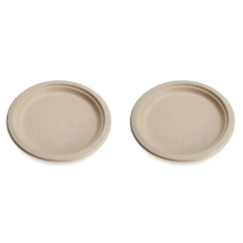 

A84E-100% Компостируемые одноразовые бумажные тарелки оптом, 9 дюймов, 100 штук, бамбуковые тарелки, экологичные, биоразлагаемые