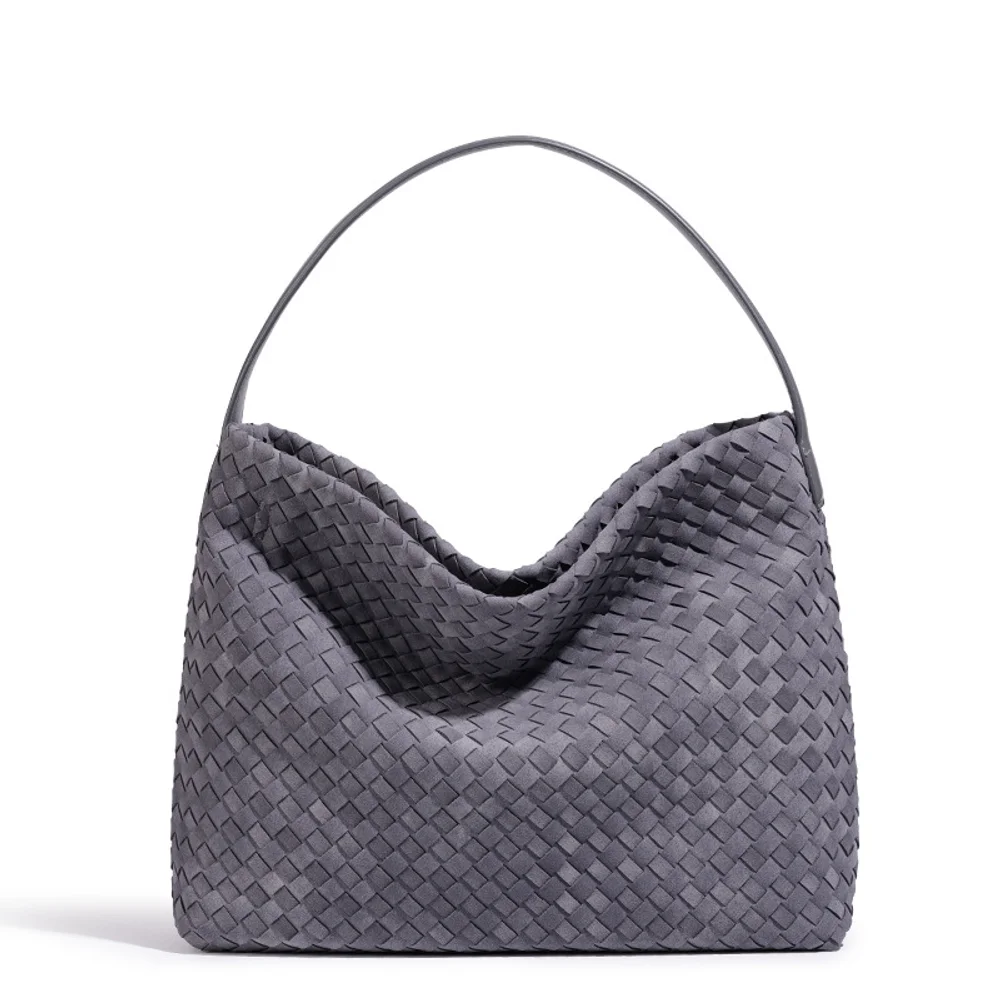 Матовая сумка для подмышек большой вместимости ручной работы с модной текстурой и универсальной сумкой на одно плечо, ведро для поездок на работу.