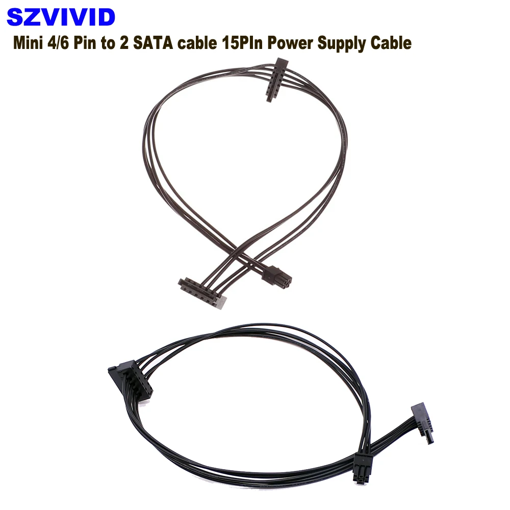 MINI 4 Pin 6 Pin To 2 SATA Power Supply Cable For Lenovo Motherboard Mini 6pin 4Pin To Dual SATA SSD Power Supply Cable 45Cm