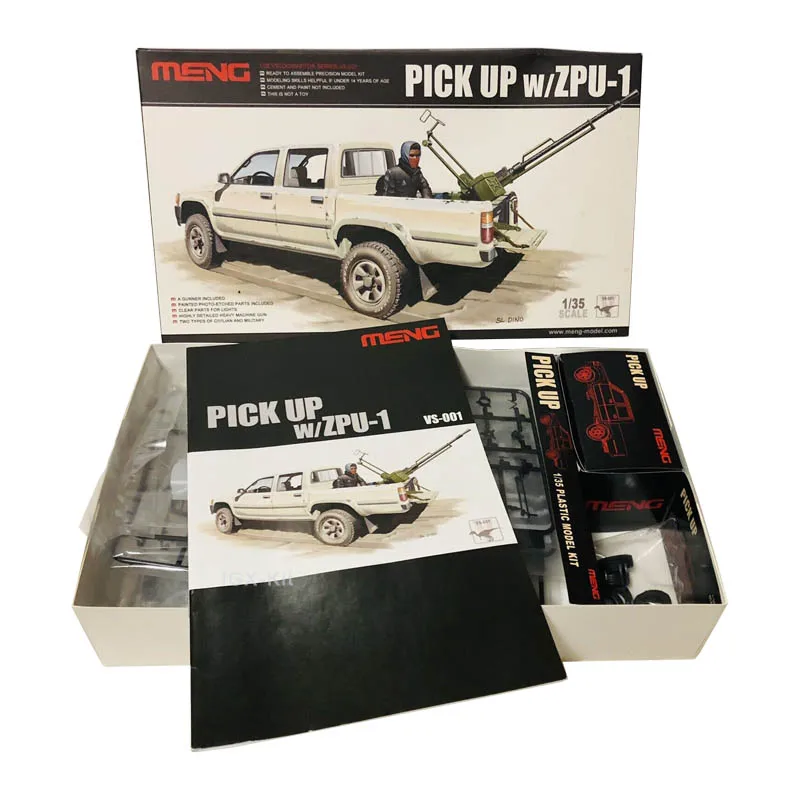 

Meng VS-001 1/35 Scale Hilux Pick Up Truck With ZPU1 Anti-tank Gun Display Children Toy Plastic Assembly Building Model Kit