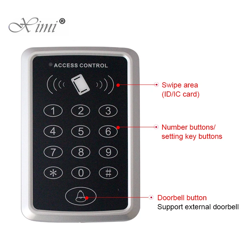 RFID Keypad Keyboard Access Control System Waterproof Cover Outdoor 10pcs EM4100/TK4100 Keyfobs Door Opener for Home Lock System