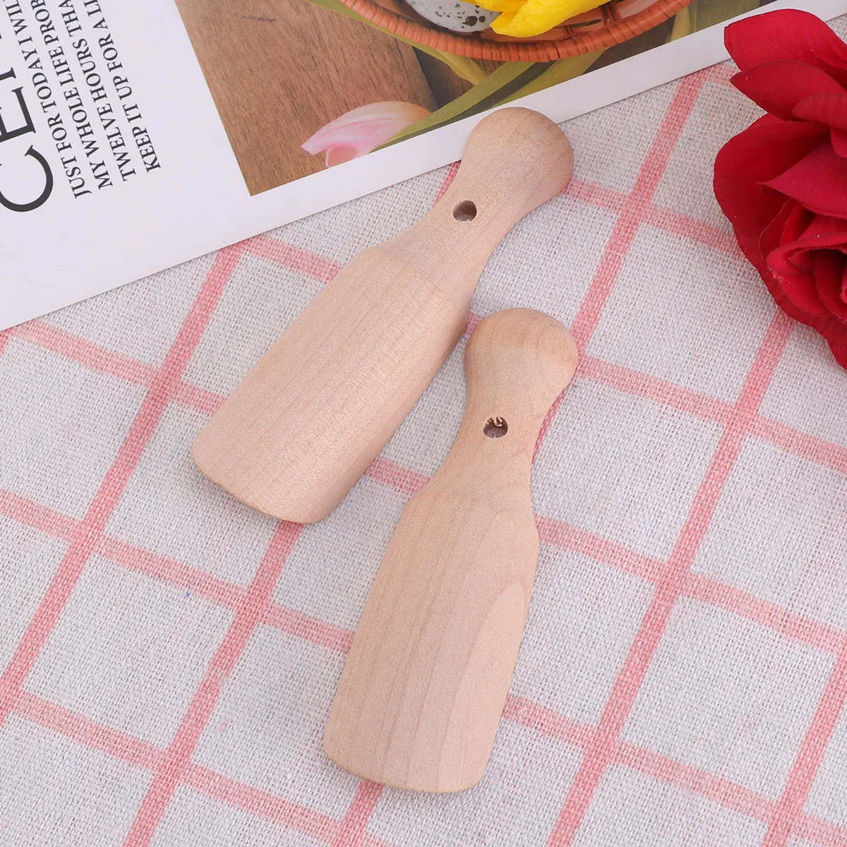 

2pcs Wooden Scoop For Tea Salt Bath Coffee Flour Spices Kitchen Bathroom Storage Hole Handle Teaware Accessories