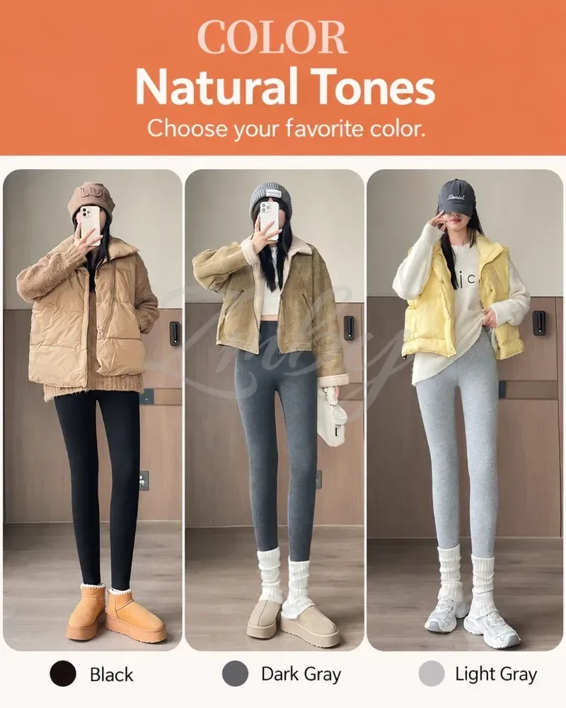 Women's Extra Thick Warm Fleece Lined Winter Leggings Elastic High Waist Thermal Pants Woman Slim Fit Solid Knit Long Trousers