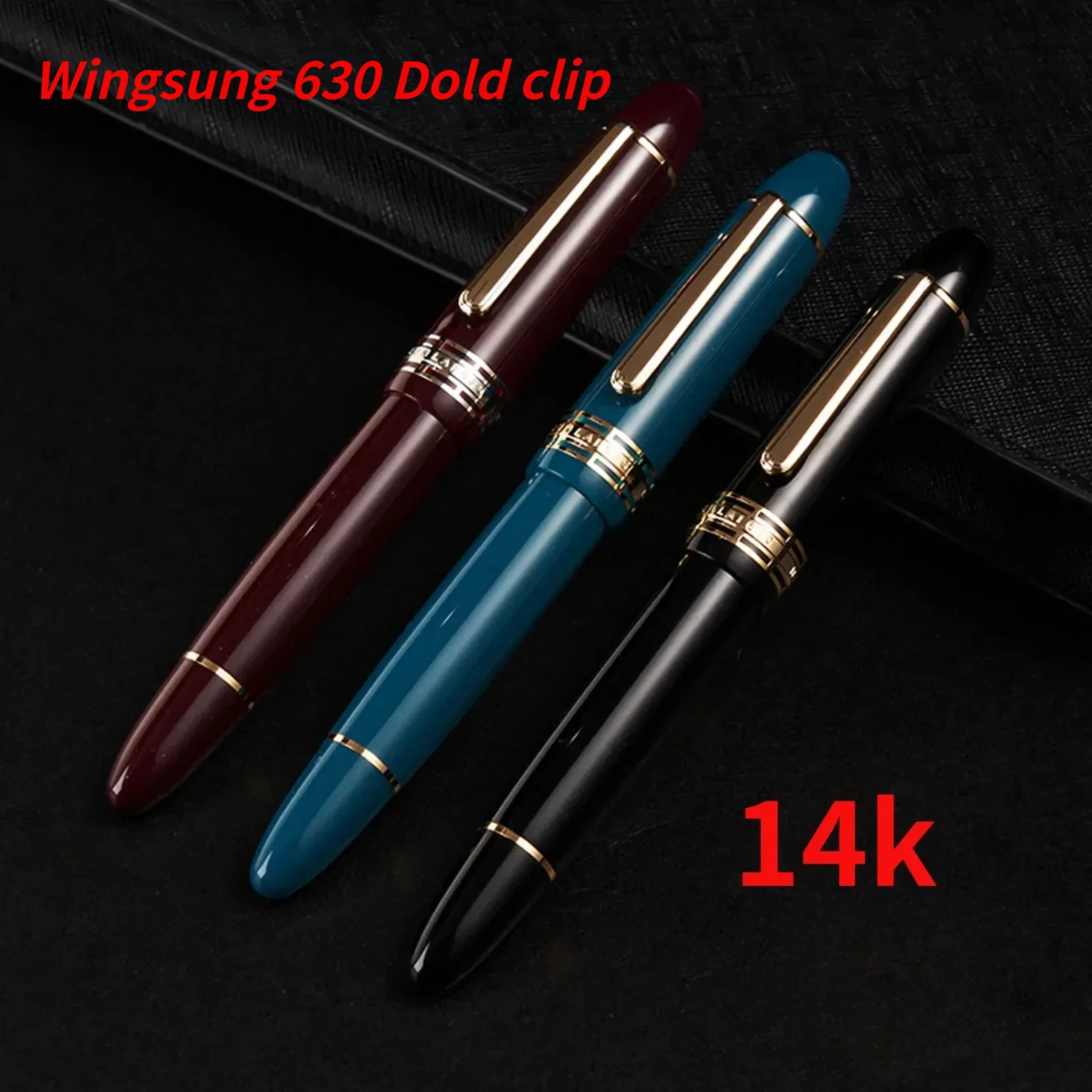 

Подарочная перьевая ручка Wing Sung 630, перьевая ручка с золотым наконечником 14 карат, волнистый длинный нож, перо, поршневой Золотой зажим, искусственная Канцелярия, деловое письмо