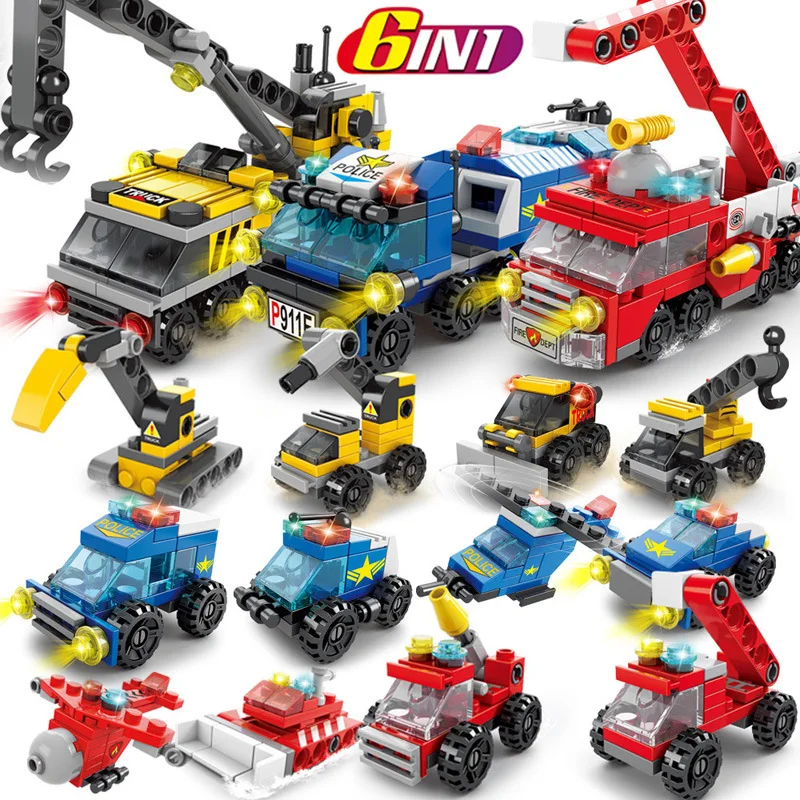 NEW Engineering Cement Mixer Engine Mini Loader Truck Special Police Car Classic Model Building Blocks Sets Bricks Toy City