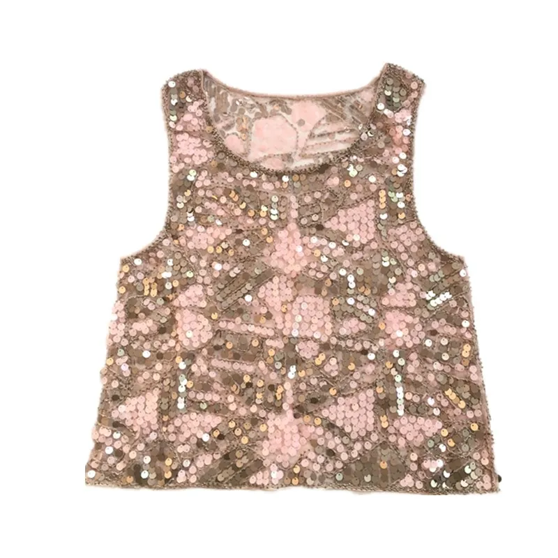 

Модный жилет ручной работы с блестками на бретельках, женский облегающий топ с скользящим принтом, верхняя одежда Sli, майка для поездок на работу, Sle