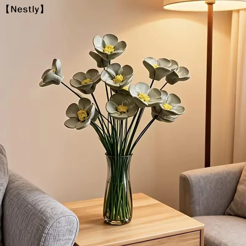 6/8/10 Stück künstliche Keramikblumen, Vergissmeinnicht-Blumen, die nie verblassen, ewige Blumen, Heimdekoration, bringen Schönheit und Hoffnung〔Nest〕