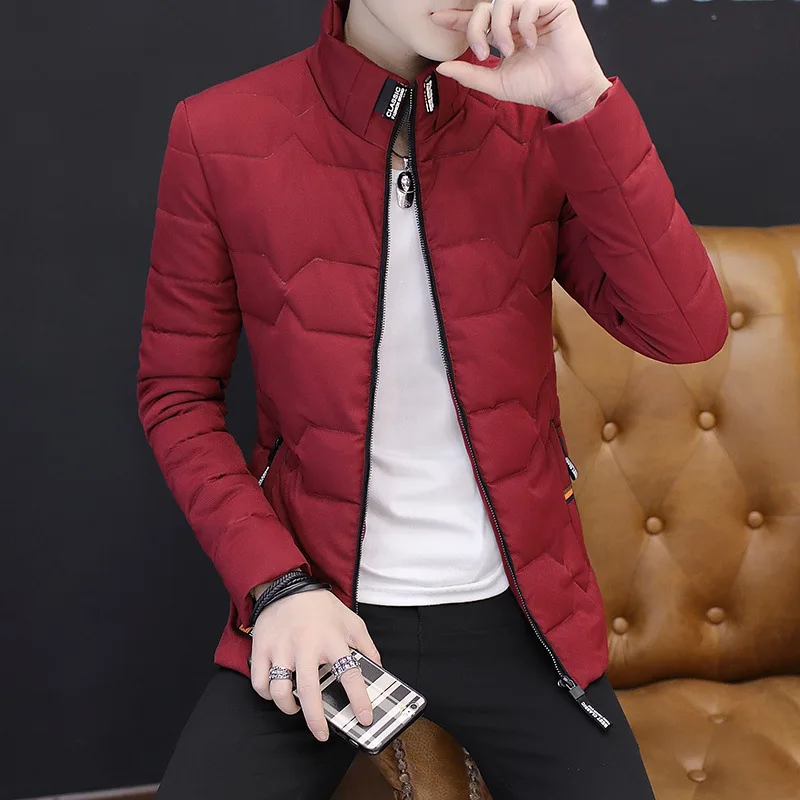 Cold-Proof Clothes Warm-Keeping Cotton Clothing Men's New Winter Cotton-Padded Coat Young Men's Stand-up Collar Slim Fit Small C