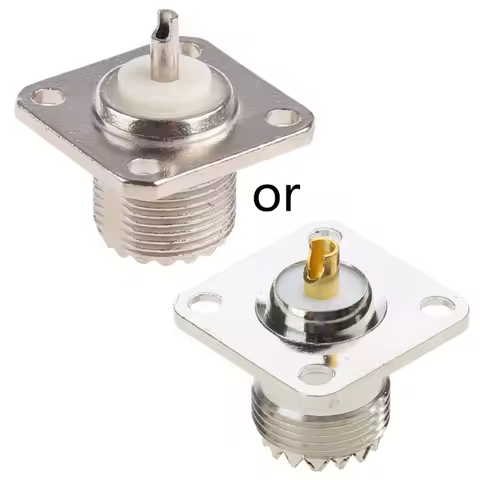 UHF Female SO239 4-Hole Chassis Mount, Flange Panel Mount Connector Solder Cup RF Coax Connector SO-239 Bulkhead Adapter