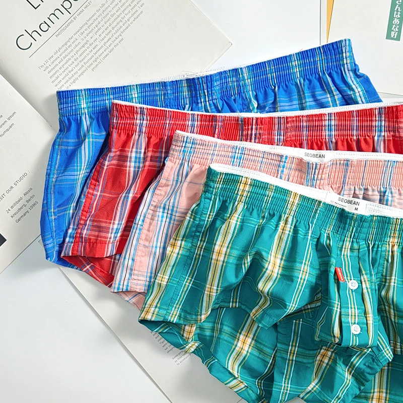 Men Pajama Pants Sleepwear Plaid Lounge Wear Casual Short Bath Skirt Mens Sleep Bottoms Breathable Nightwear Bathrobe Nightdress