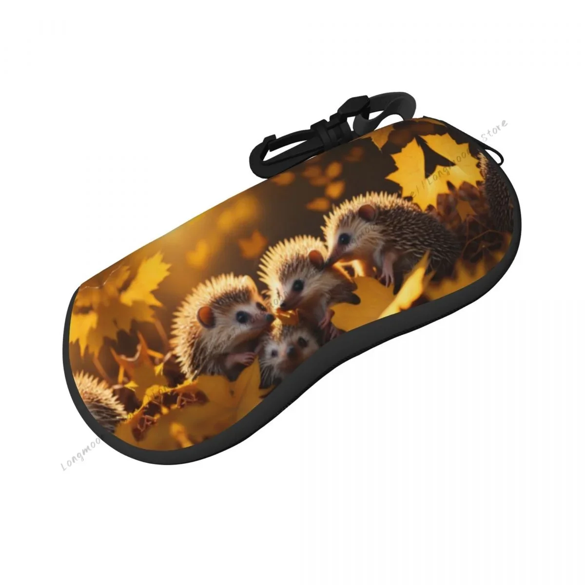 Glasses Case Soft  Bag  Hedgehogs Climbing And Playing In The Leaves Portable Sunglasses Box  Eyeglasses 