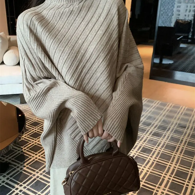 2025 autumn and winter new lazy bat sleeve cape pullover sweater loose temperament thin knitted sweater