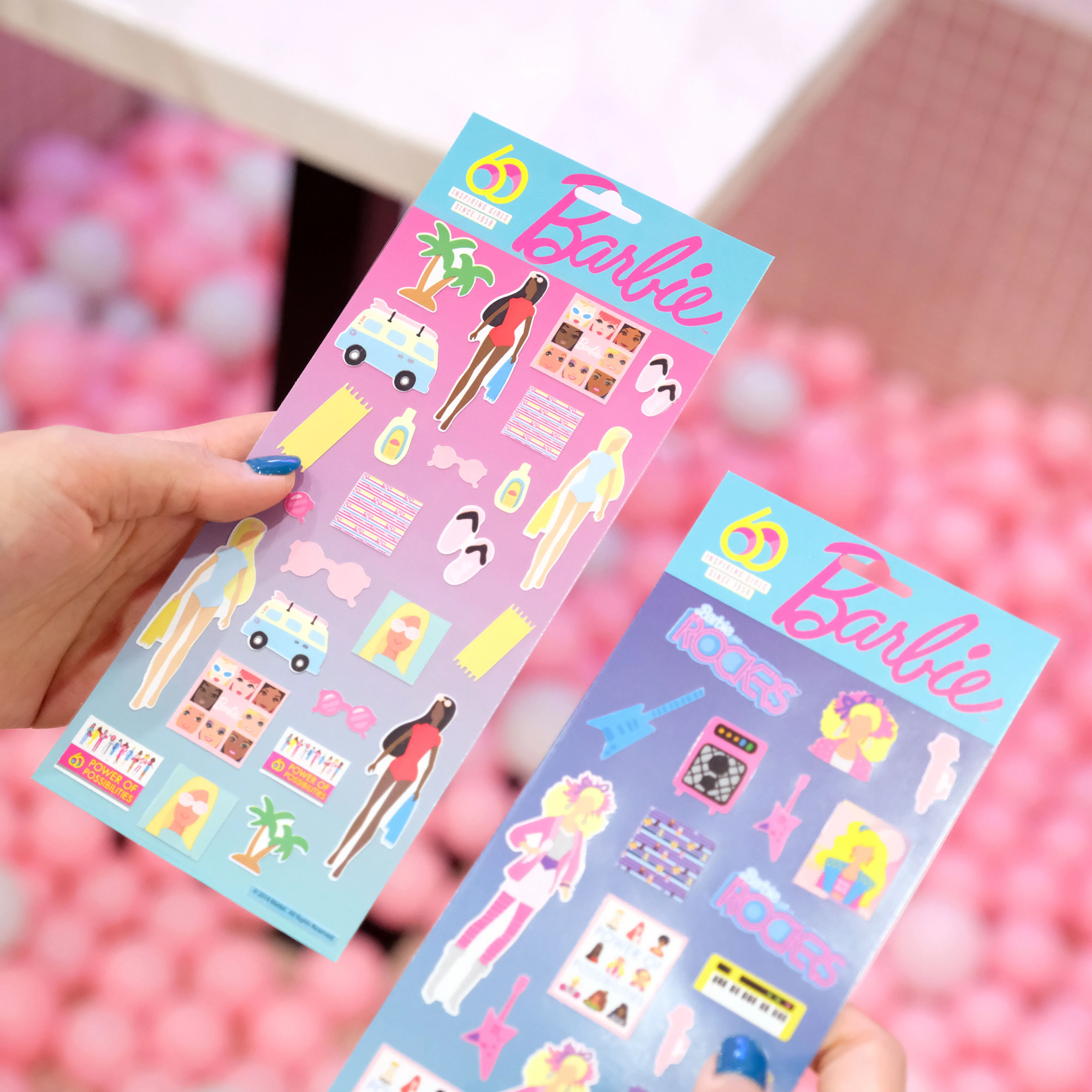 Retro 5 Styles Barbie Doll 60th Anniversary Stickers Waterproof DIY Journal Photo Album Girls Accessories Anime Toys Kids Gift