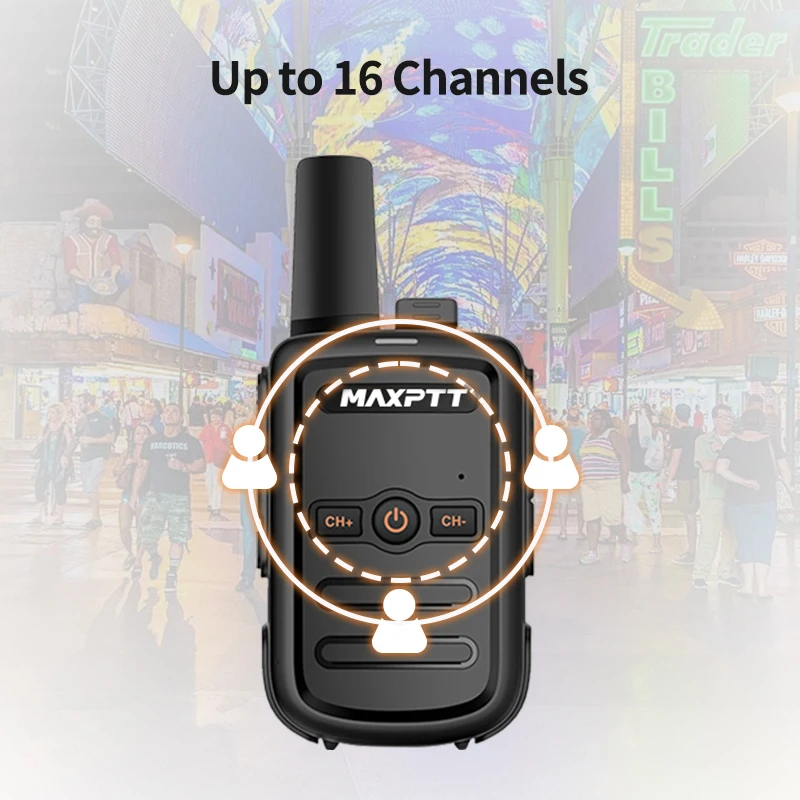 Maxptt Walkie-Talkie, Small and Portable, Suitable for Construction Sites, Property Management, and Hotels, Black Mx180, 2 Units