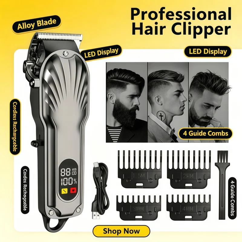 Hot-selling Professional men's hair scissors high-power adjustable wireless trimmer zero-gap trimmer create your own hairstyle