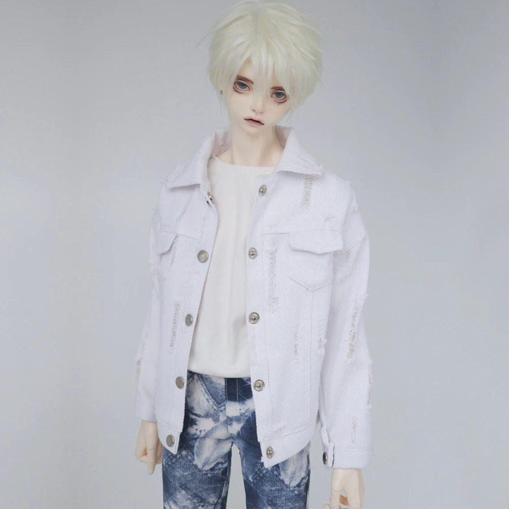 D09-P063 children handmade toy 1/4 1/3 SD10 POPO68 73 uncle ID75 DD/DY doll BJD/SD doll's White hole denim casual jacket 1pcs