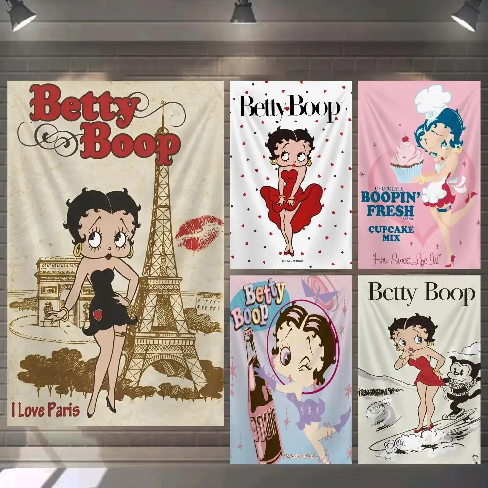B-Betty Cute B-Boop Tapestry Microfiber Background Art Decor For Bedroom Living Room Bar Garden Outdoor Festival Wall Deco