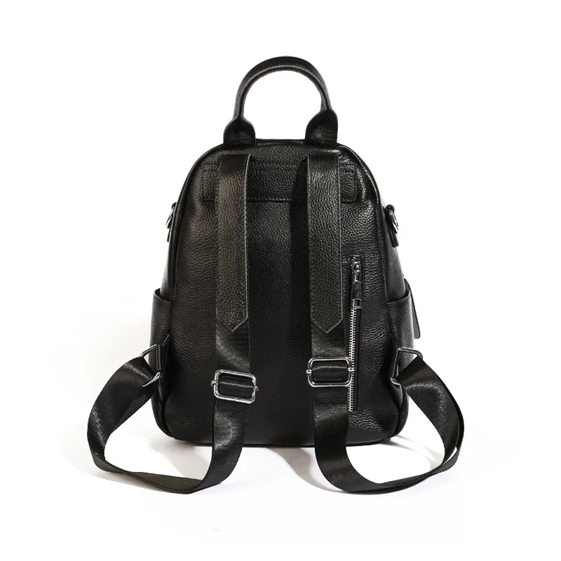 Leather backpack women's new simple fashion solid color fashion Korean backpack versatile