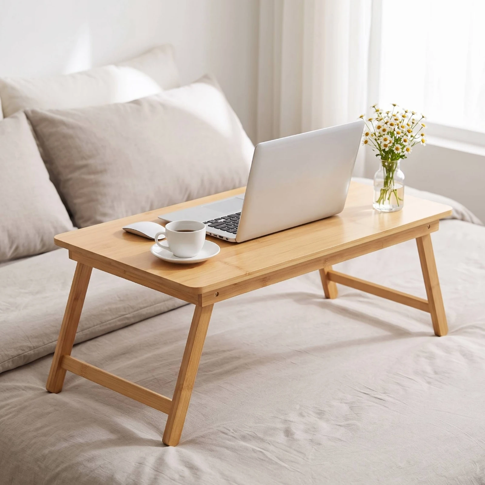 Laptop Bed Tray Table Collapsible Laptop Table Bed Tray Space-Saving Furniture Compact for Students, Sofa, Floor