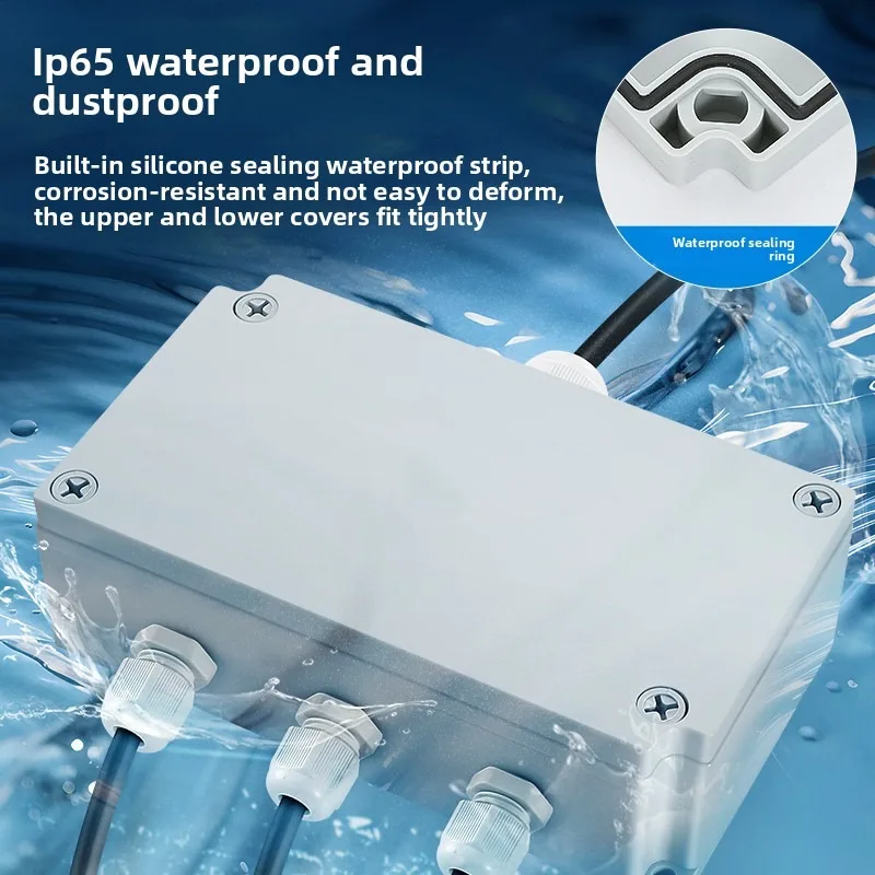 Waterproof Junction Box with Built-in Terminals, High & Low Terminal Posts, Cable Distribution Box & Relay Box, IP65
