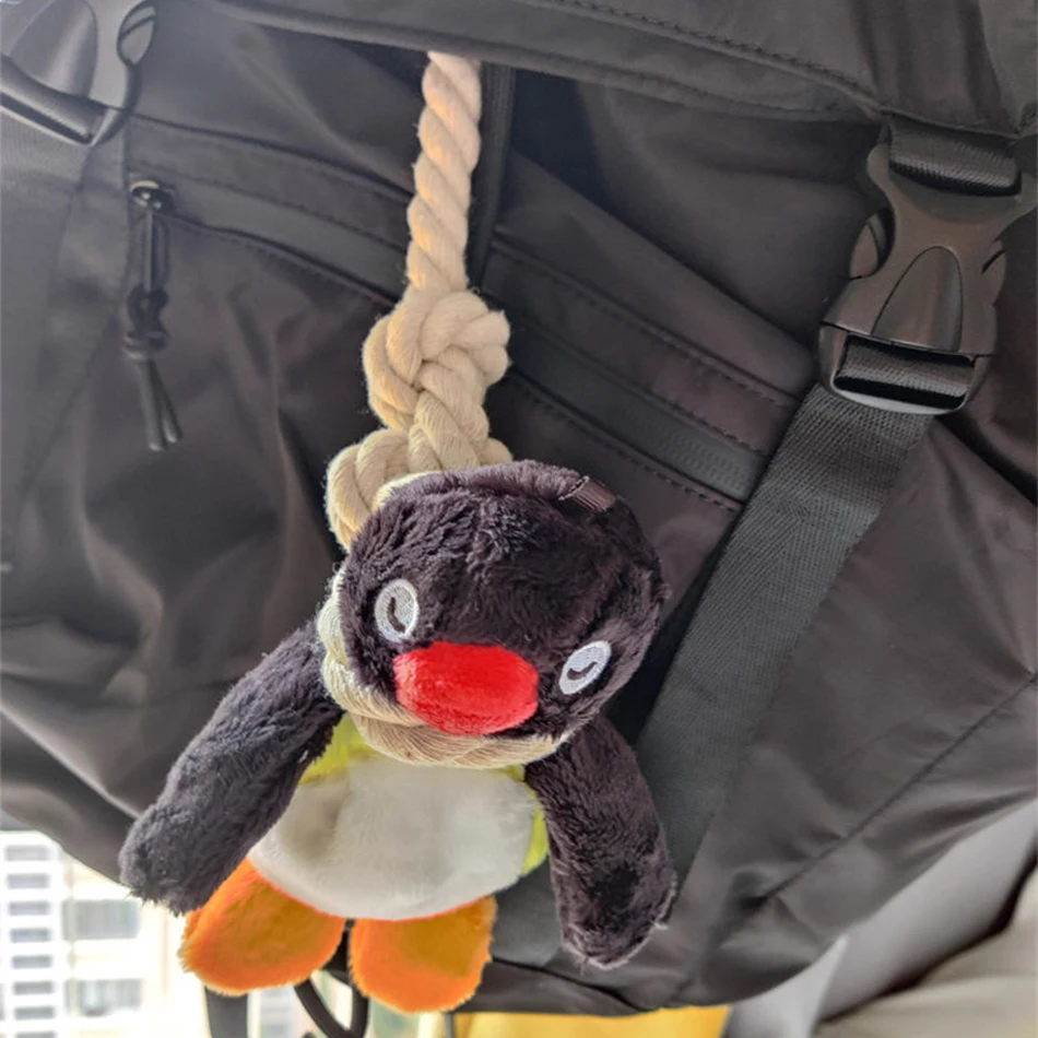 Nuevo colgante de llavero de felpa Pingu Sling de 16CM, bonito muñeco de Animal, mochila, colgante, accesorios para bolso, regalos decorativos para niños
