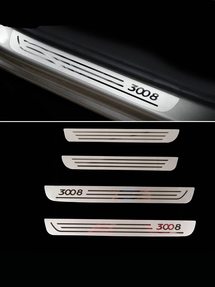 Stainless Steel Door Sill Scuff Plate Car Accessories Trim For Peugeot 3008 2009 2010 2011 2012 2013 2014 2015 2016