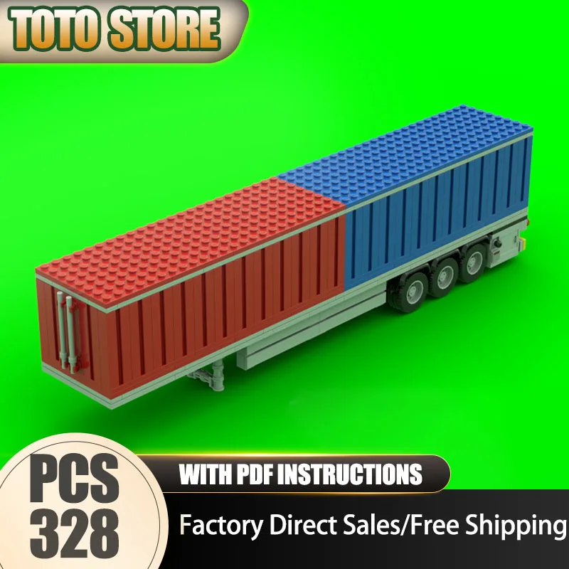 

Champion Speed Cars Moc Building Blocks Modular Container Trailer Model Technology Brick Assembly Construction Toy Holiday