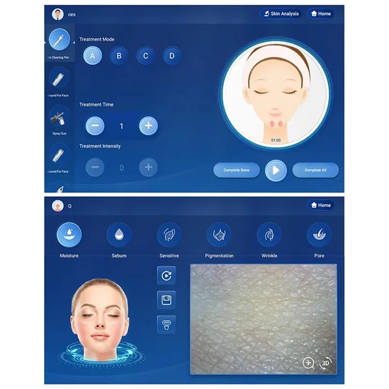 3D 6 في 1 AI العناية بالبشرة HD محلل متعدد الوظائف الأكسجين جهاز العناية بالوجه محلل الجلد مقشر جهاز الجمال المهنية