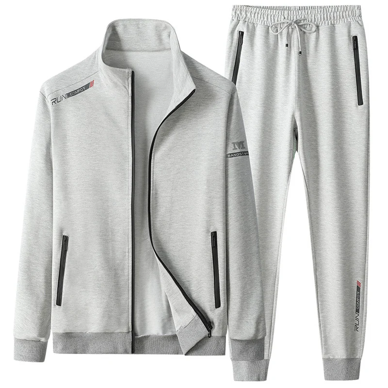 Men Sportswear Sets Spring Autumn New Hooded Suit Mens Sports Tracksuit Solid color Men's 2 Piece Set Sweatshirt+Sweatpants 7XL