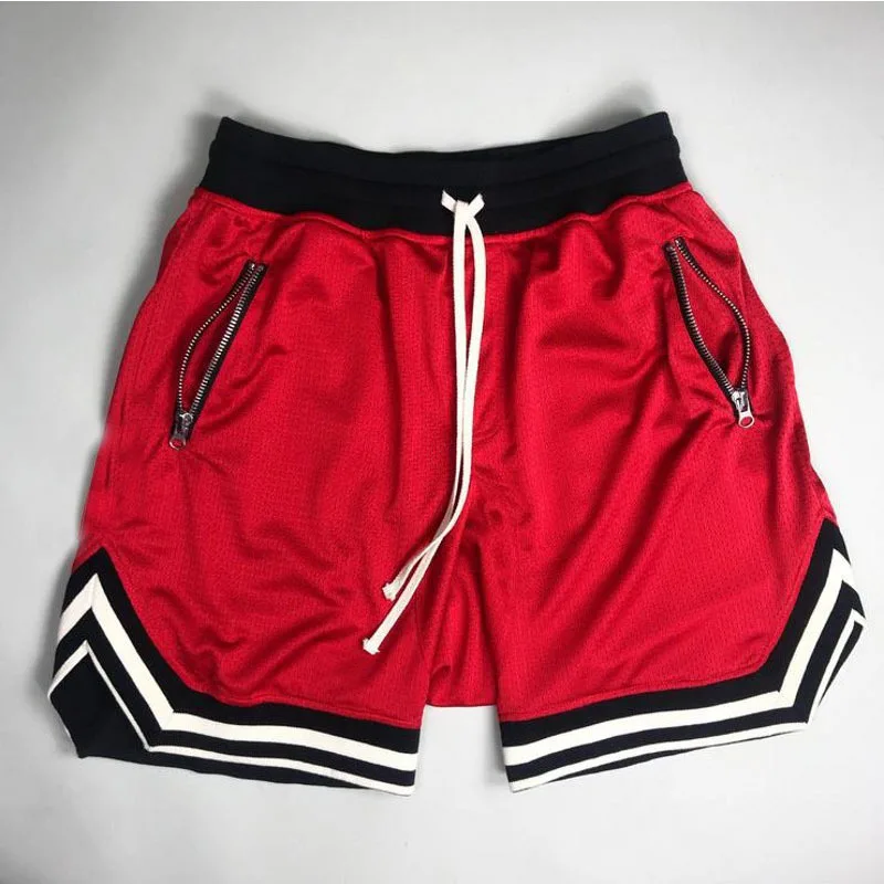 Mens Fire Red Shorts Casual Basketball Shorts Gym Fitness Short Joggers Shorts Workout Bodybuilding Breathable Board Shorts Male