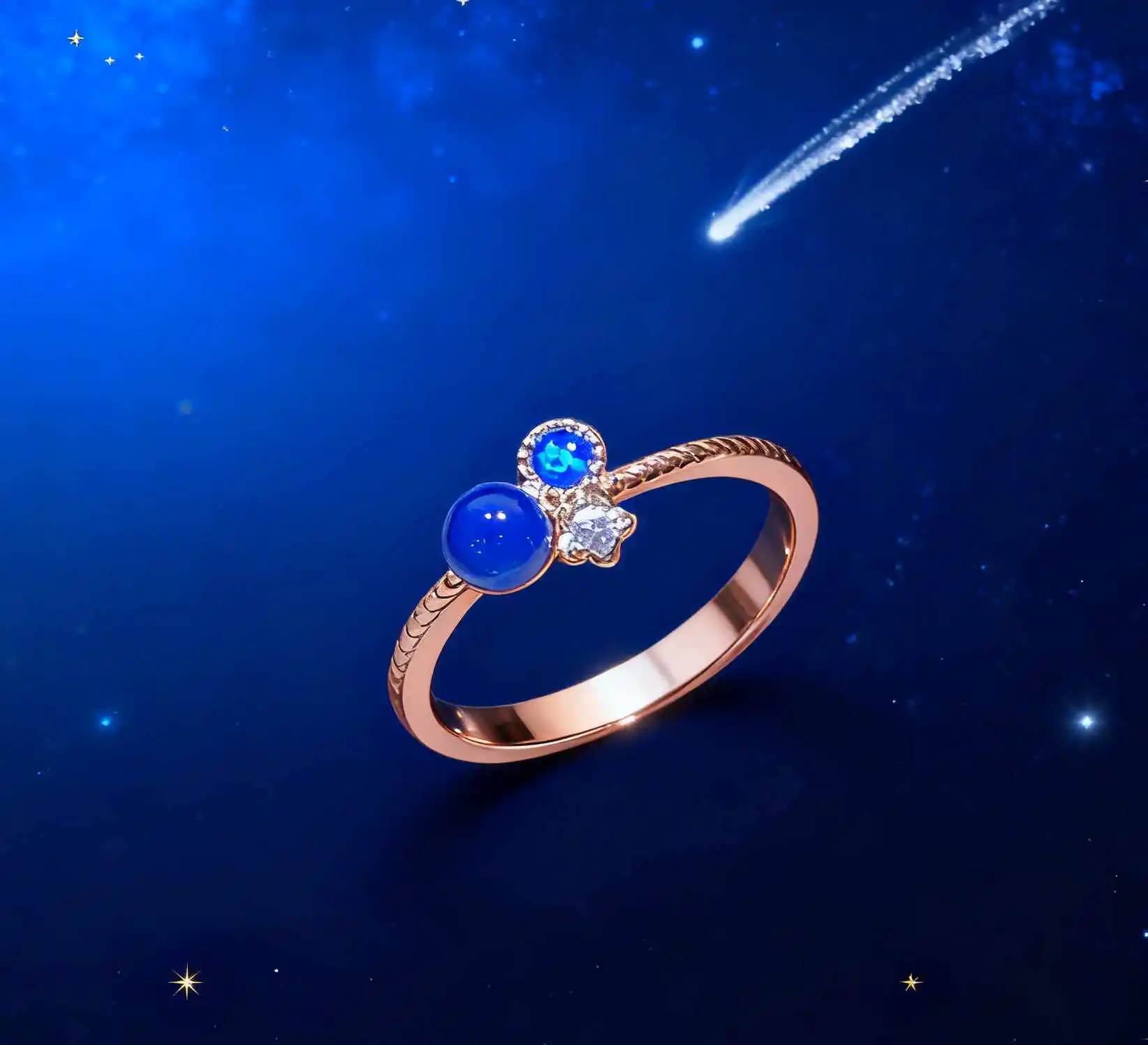 

Natural Dominican Blue Amber Silver Ring 5mm Bead Twist Braided Texture Light Luxury Romantic